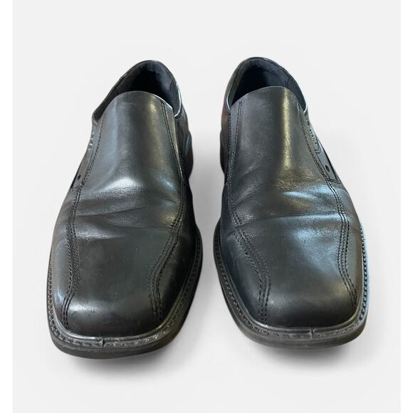 Black Men\'s Ecco Dress Shoes Leather Slip-On\'s Apron Toe Helsinki Size 47/US 14